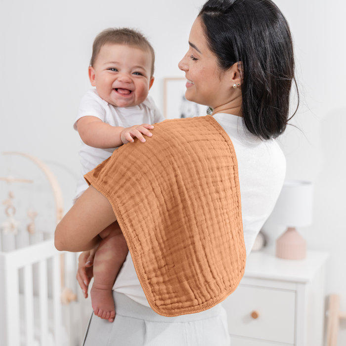 Muslin Burp Cloths by Comfy Cubs - Caramel Muslin Burp Cloths Comfy Cubs