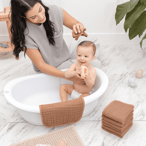 Muslin Washcloths by Comfy Cubs - Caramel Washcloths Comfy Cubs