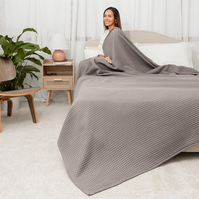 Adult Waffle Blankets by Comfy Cubs in Charcoal Waffle Comfy Cubs