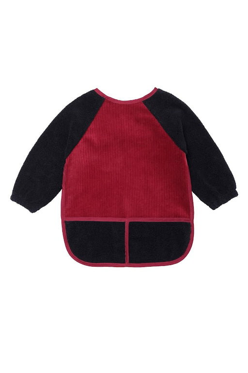 LITTLE PIPERS WATERPROOF SMOCK - RIBBED BURGUNDY W/ BLACK TERRY N A BIBS LITTLE PIPERS