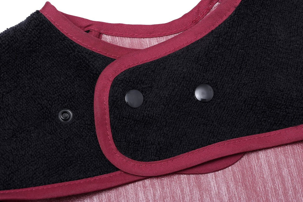 LITTLE PIPERS WATERPROOF SMOCK - RIBBED BURGUNDY W/ BLACK TERRY BIBS LITTLE PIPERS