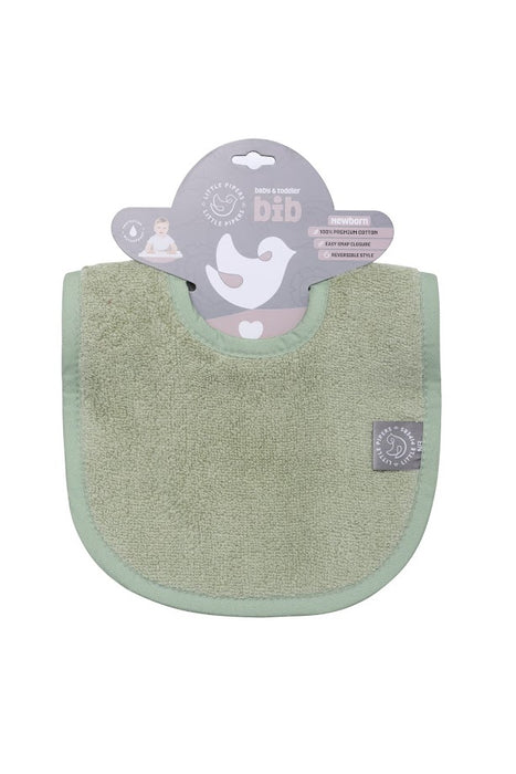 LITTLE PIPERS RIBBED WATERPROOF BIB - SAGE GREEN - INFANT BIBS LITTLE PIPERS