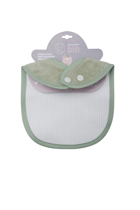 LITTLE PIPERS RIBBED WATERPROOF BIB - SAGE GREEN - INFANT BIBS LITTLE PIPERS