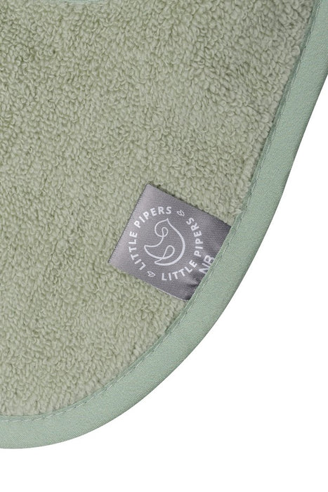 LITTLE PIPERS RIBBED WATERPROOF BIB - SAGE GREEN - INFANT BIBS LITTLE PIPERS