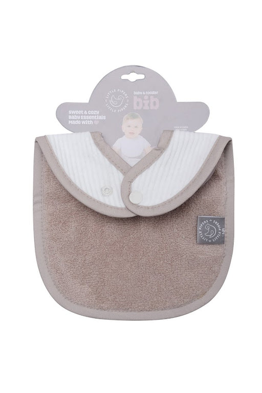 LITTLE PIPERS RIBBED WATERPROOF BIB - TAUPE- INFANT BIBS LITTLE PIPERS