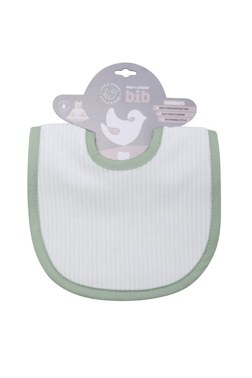LITTLE PIPERS RIBBED WATERPROOF BIB - SAGE GREEN - INFANT BIBS LITTLE PIPERS