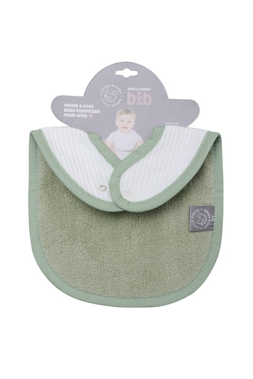 LITTLE PIPERS RIBBED WATERPROOF BIB - SAGE GREEN - INFANT BIBS LITTLE PIPERS