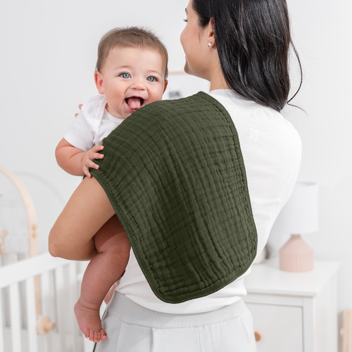 Muslin Burp Cloths by Comfy Cubs - Kelp Muslin Burp Cloths Comfy Cubs