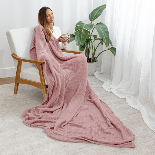 Adult Muslin Blanket by Comfy Cubs in Mauve Muslin Comfy Cubs