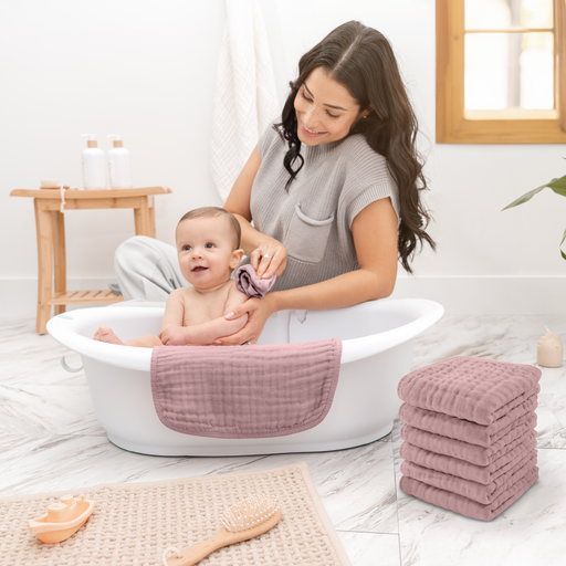 Muslin Washcloths by Comfy Cubs - Mauve Washcloths Comfy Cubs