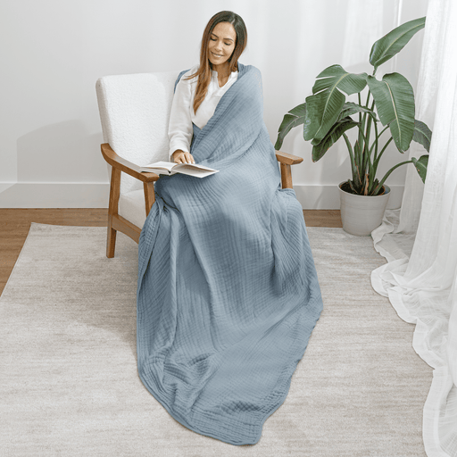 Adult Muslin Blanket by Comfy Cubs in Pacific Blue Muslin Comfy Cubs