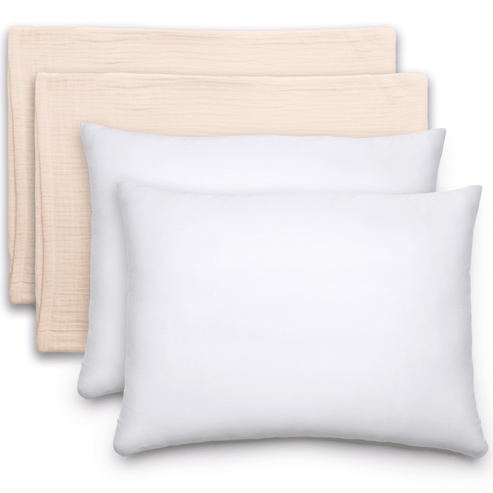 Toddler Pillows with Soft Muslin Pillow Case by Comfy Cubs - Cream Comfy Cubs