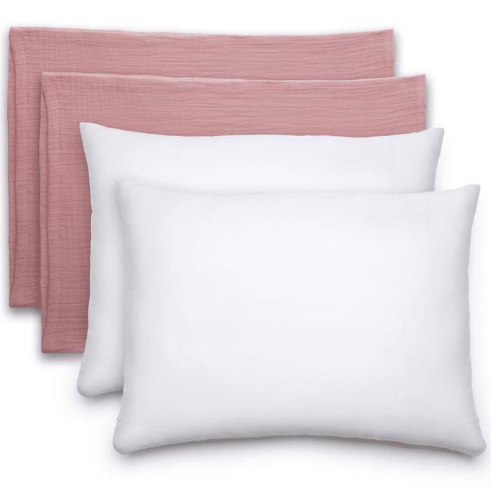Toddler Pillows with Soft Muslin Pillow Case by Comfy Cubs - Mauve Comfy Cubs