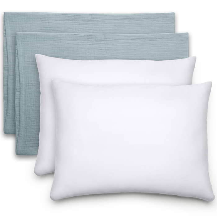 Toddler Pillows with Soft Muslin Pillow Case by Comfy Cubs - Pacific Blue Comfy Cubs
