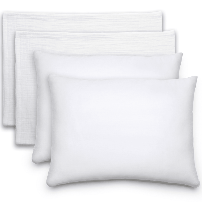 Toddler Pillows with Soft Muslin Pillow Case by Comfy Cubs - White Comfy Cubs