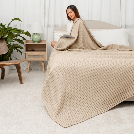 Adult Waffle Blankets by Comfy Cubs in Sand Waffle Comfy Cubs