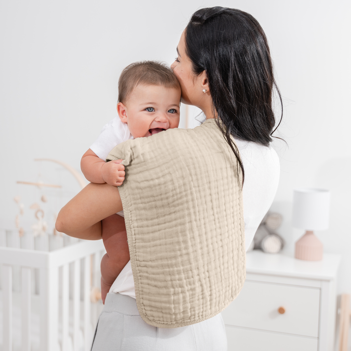 Muslin Burp Cloths by Comfy Cubs - Sand Muslin Burp Cloths Comfy Cubs