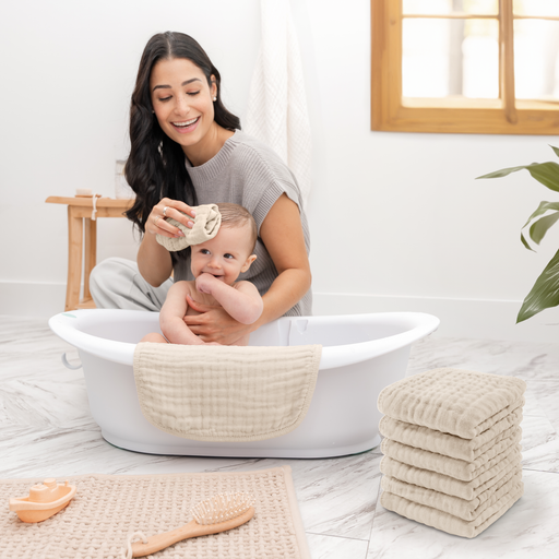 Muslin Washcloths by Comfy Cubs - Sand Washcloths Comfy Cubs