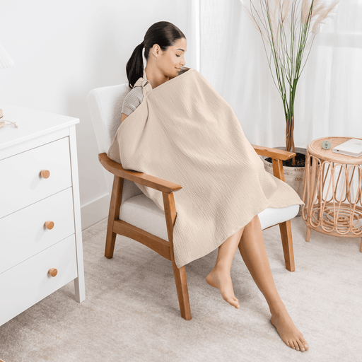 Muslin Nursing Cover by Comfy Cubs - Sand Nursing Covers Comfy Cubs