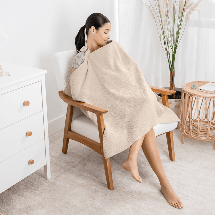 Muslin Nursing Cover by Comfy Cubs - Sand Nursing Covers Comfy Cubs