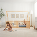 Kids House Gated Floor Bed Twin Size for Children Aged 5+, Natural Wood Kids Gated Floor Bed Comfy Cubs