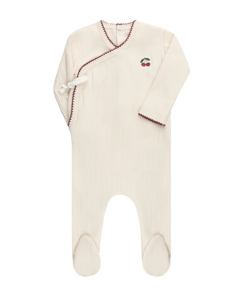 AURORA EMBROIDERED CHERRY COLLECTION - FOOTIE PINK CLOTHING AURORA