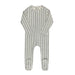 AURORA CLASSICS BABY FOOTIE COTTON RIB LINEAR LEAF COLLECTION 9M IVORY BLUE FOOTIE AURORA