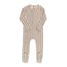 AURORA CLASSICS BABY FOOTIE COTTON RIB LINEAR LEAF COLLECTION 9M IVORY PINK FOOTIE AURORA