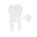 Ditsy Print Footie & Hat White Teal Baby & Toddler Tricot Bebe