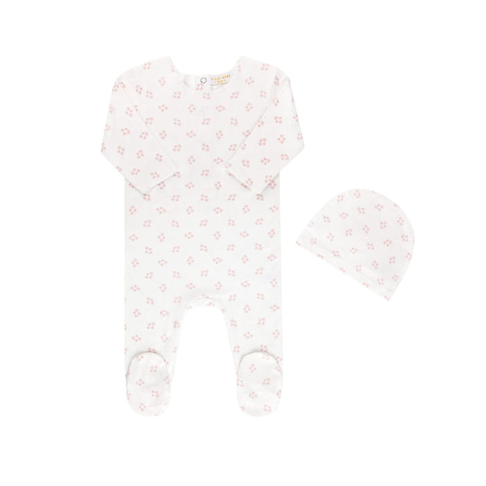 Ditsy Print Footie & Hat White Pink Baby & Toddler Tricot Bebe