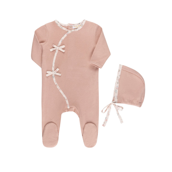 Waffle Kimono Footie & Hat Pink Footie only Baby & Toddler Tricot Bebe