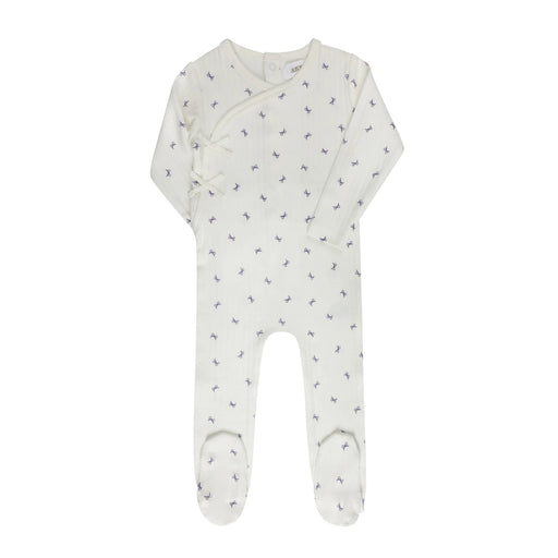 AURORA CLASSICS BABY GIRL FOOTIE BOW PATTERN COLLECTION IVORY LILAC FOOTIE AURORA