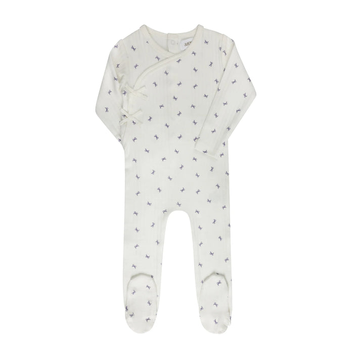 AURORA CLASSICS BABY GIRL FOOTIE BOW PATTERN COLLECTION IVORY LILAC FOOTIE AURORA