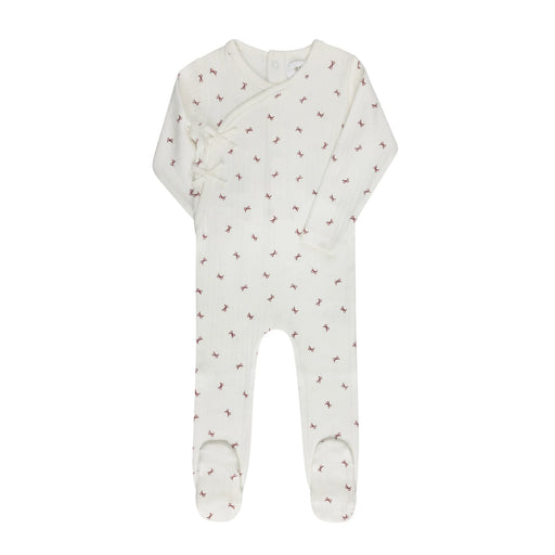AURORA CLASSICS BABY GIRL FOOTIE BOW PATTERN COLLECTION IVORY RED FOOTIE AURORA