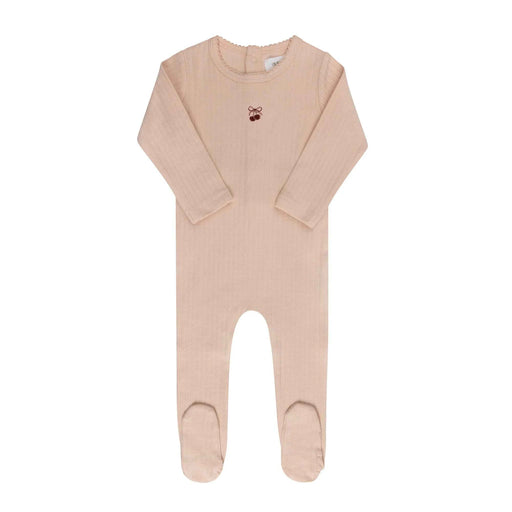 AURORA CLASSICS BABY GIRL FOOTIE POINTELLE BOW PRINT COLLECTION PINK RED FOOTIE AURORA