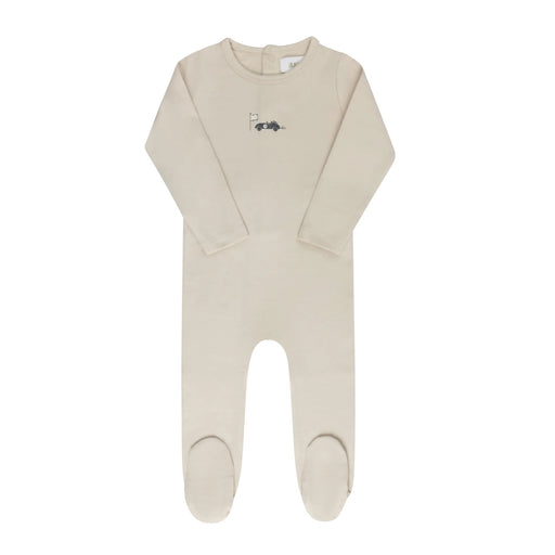 AURORA CLASSICS BABY BOY FOOTIE JERSEY COTTON RACE CAR COLLECTION TAN FOOTIE AURORA