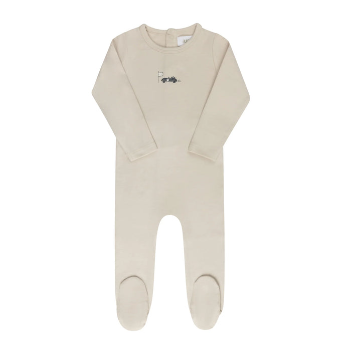 AURORA CLASSICS BABY BOY FOOTIE JERSEY COTTON RACE CAR COLLECTION TAN FOOTIE AURORA