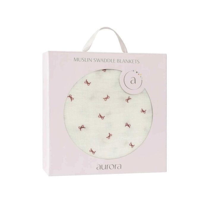 AURORA CLASSICS BABY GIRL MUSLIN SWADDLE BOW PATTERN COLLECTION MUSLIN SWADDLE AURORA