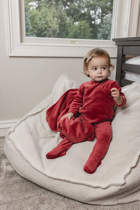 Corduroy Kimono Footie and Bonnet Cherry Footie Only Tricot Bebe