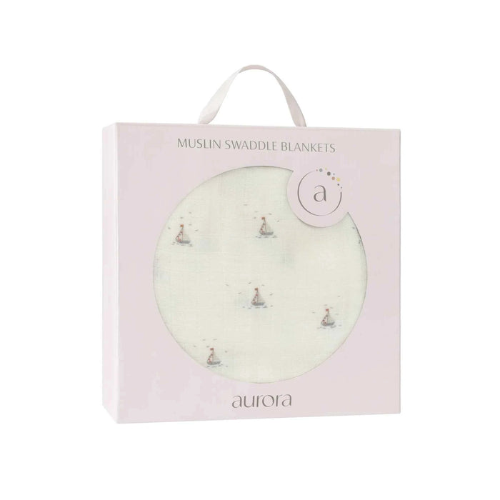 AURORA CLASSICS BABY BOY MUSLIN SWADDLE JERSEY COTTON NAUTICAL COLLECTION MUSLIN SWADDLE AURORA