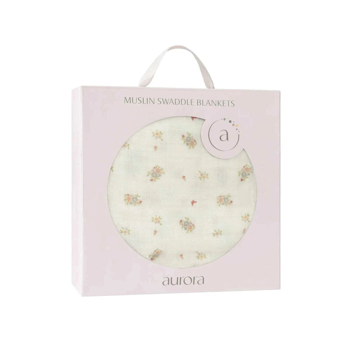 AURORA CLASSICS BABY GIRL MUSLIN SWADDLE JERSEY COTTON FLORAL PRINT COLLECTION MUSLIN SWADDLE AURORA