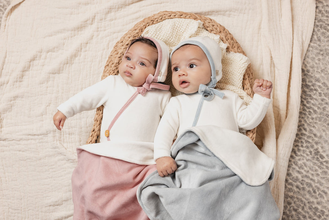 Corduroy Kimono Footie and Bonnet Tricot Bebe