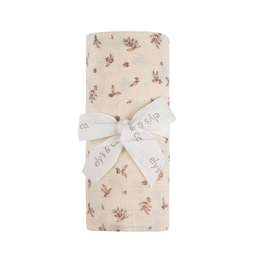 ELY`S & CO. BRUSHED COTTON -ELDERBERRY LEAF COLLECTION - MUSLIN SWADDLE