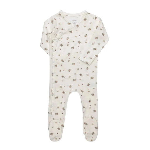 AURORA CLASSICS BABY GIRL FOOTIE JERSEY COTTON FLORAL PRINT COLLECTION IVORY PINK FOOTIE Little Luxury
