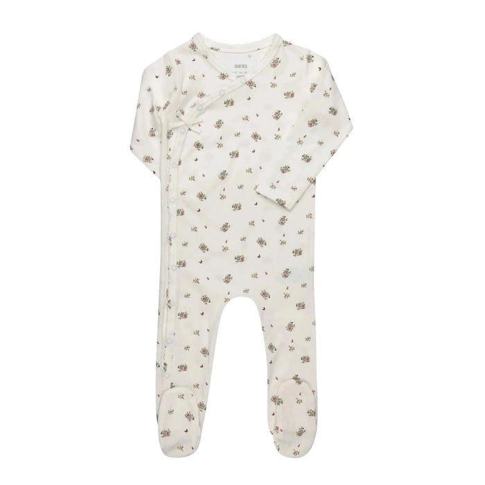 AURORA CLASSICS BABY GIRL FOOTIE JERSEY COTTON FLORAL PRINT COLLECTION IVORY PINK FOOTIE Little Luxury