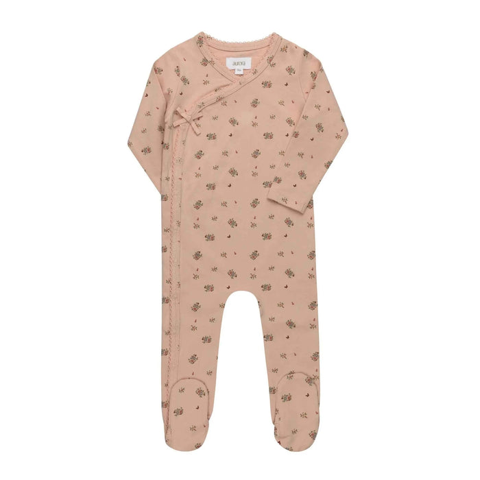 AURORA CLASSICS BABY GIRL FOOTIE JERSEY COTTON FLORAL PRINT COLLECTION PINK FOOTIE Little Luxury