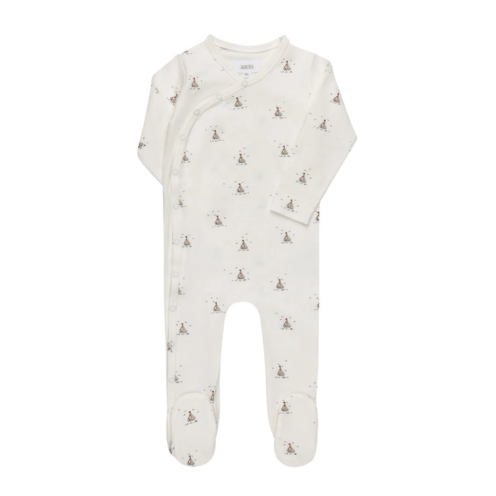 AURORA CLASSICS BABY BOY FOOTIE JERSEY COTTON NAUTICAL COLLECTION IVORY BLUE FOOTIE AURORA