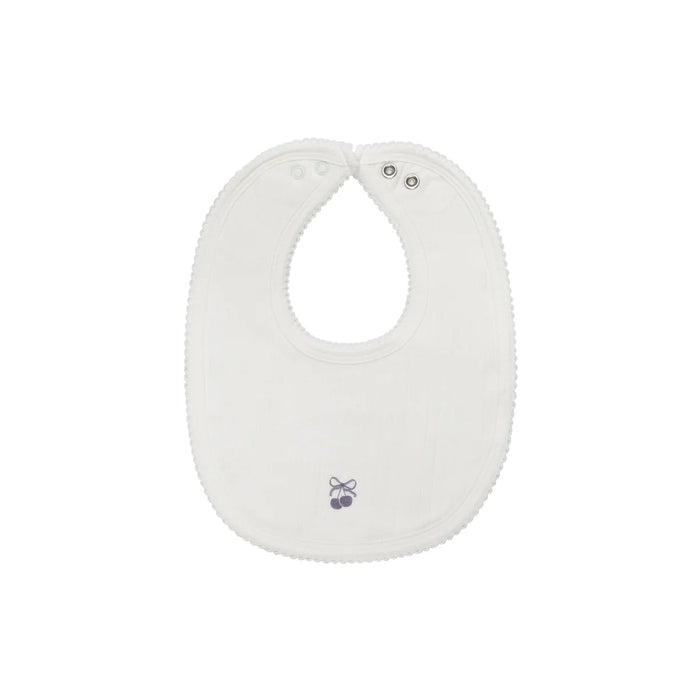 AURORA CLASSICS BABY GIRL BIB POINTELLE BOW PRINT COLLECTION . IVORY PINK BIB AURORA