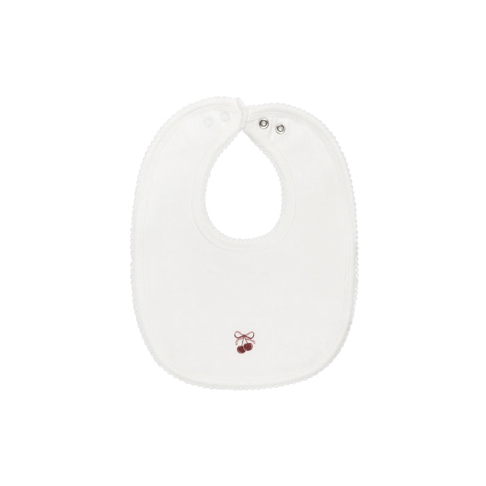 AURORA CLASSICS BABY GIRL BIB POINTELLE BOW PRINT COLLECTION . IVORY LILAC BIB AURORA