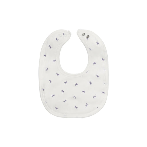 AURORA CLASSICS BABY GIRL BIB BOW PATTERN COLLECTION . IVORY LILAC BIB AURORA